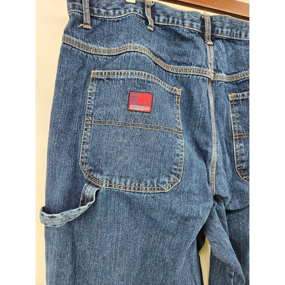VTG‎ Benzene Carpenter Jeans Mens 42x30 Blue Baggy Denim Dark Wash American USA - Picture 6 of 9